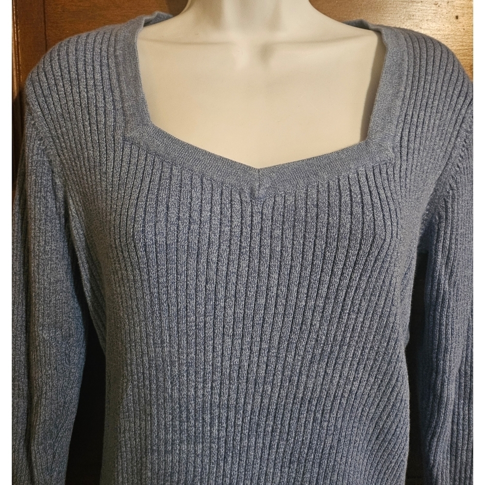 Liz & Co. Square Neck Ribbed Sweater - Picture 4 of 8